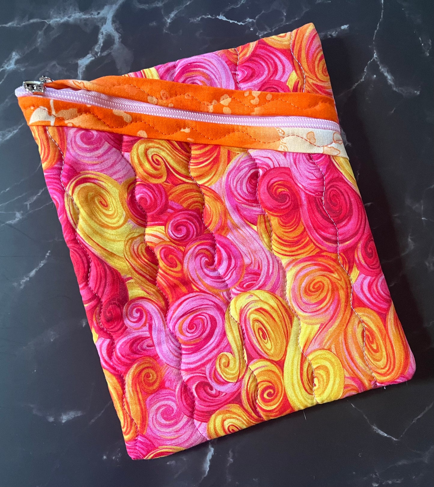 Orange and Pink Swirl Book Sleeve – Medium