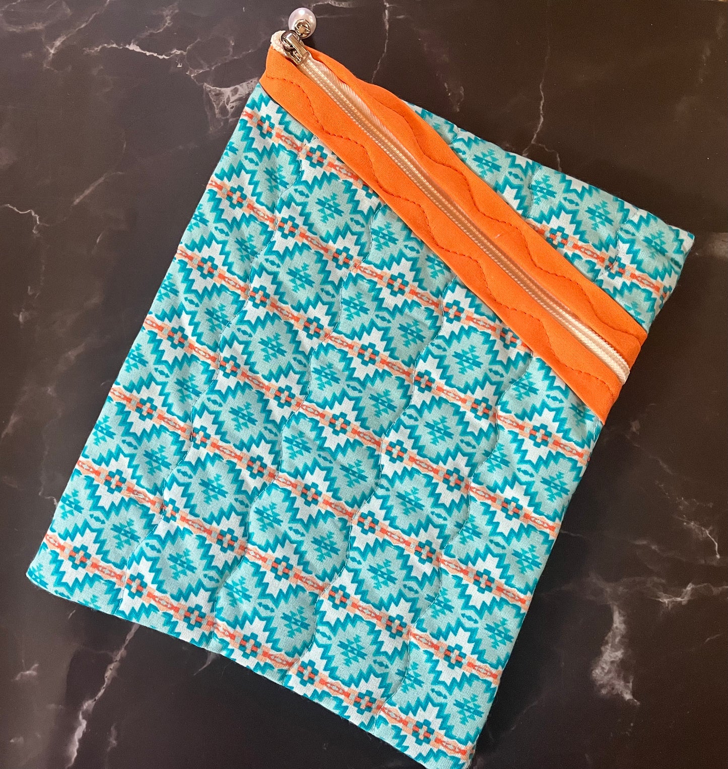 Blue Aztec Book Sleeve - Large