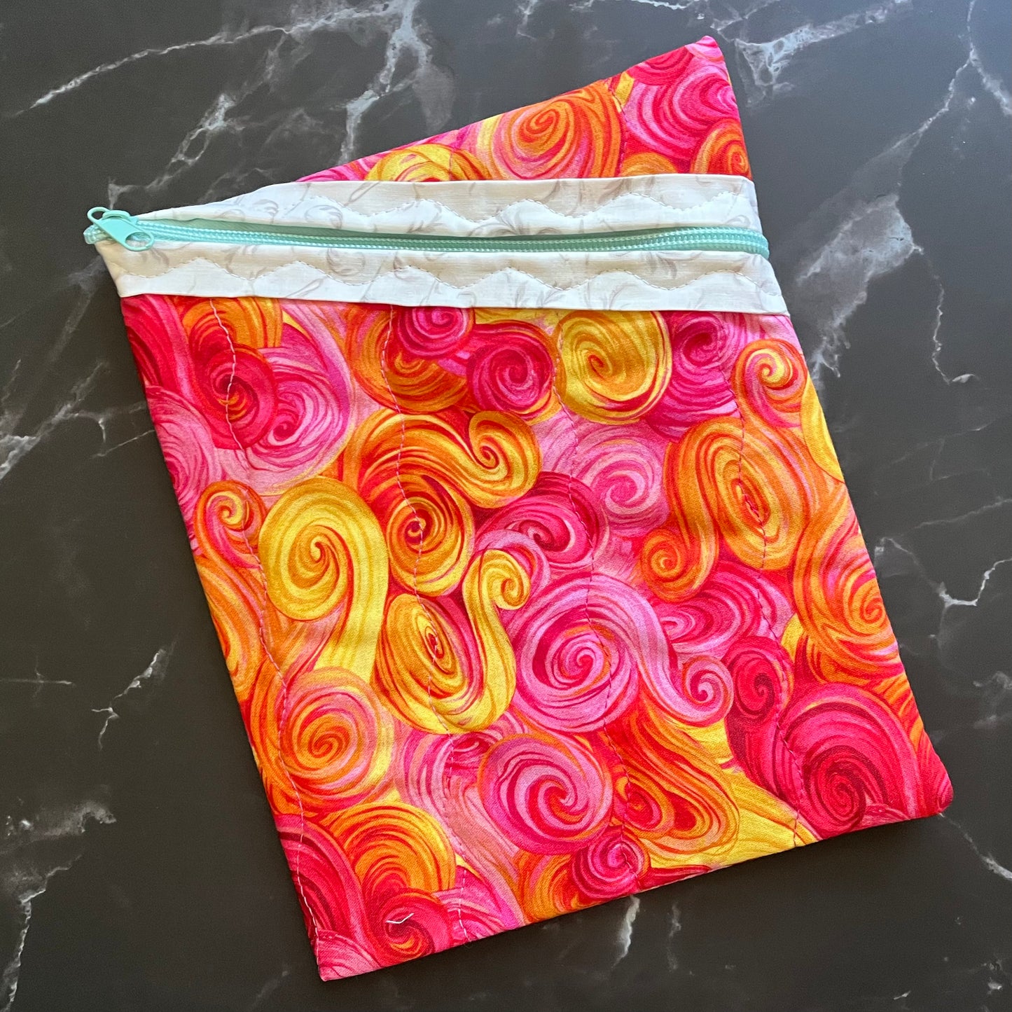 Orange and Pink Swirl Book Sleeve - Large