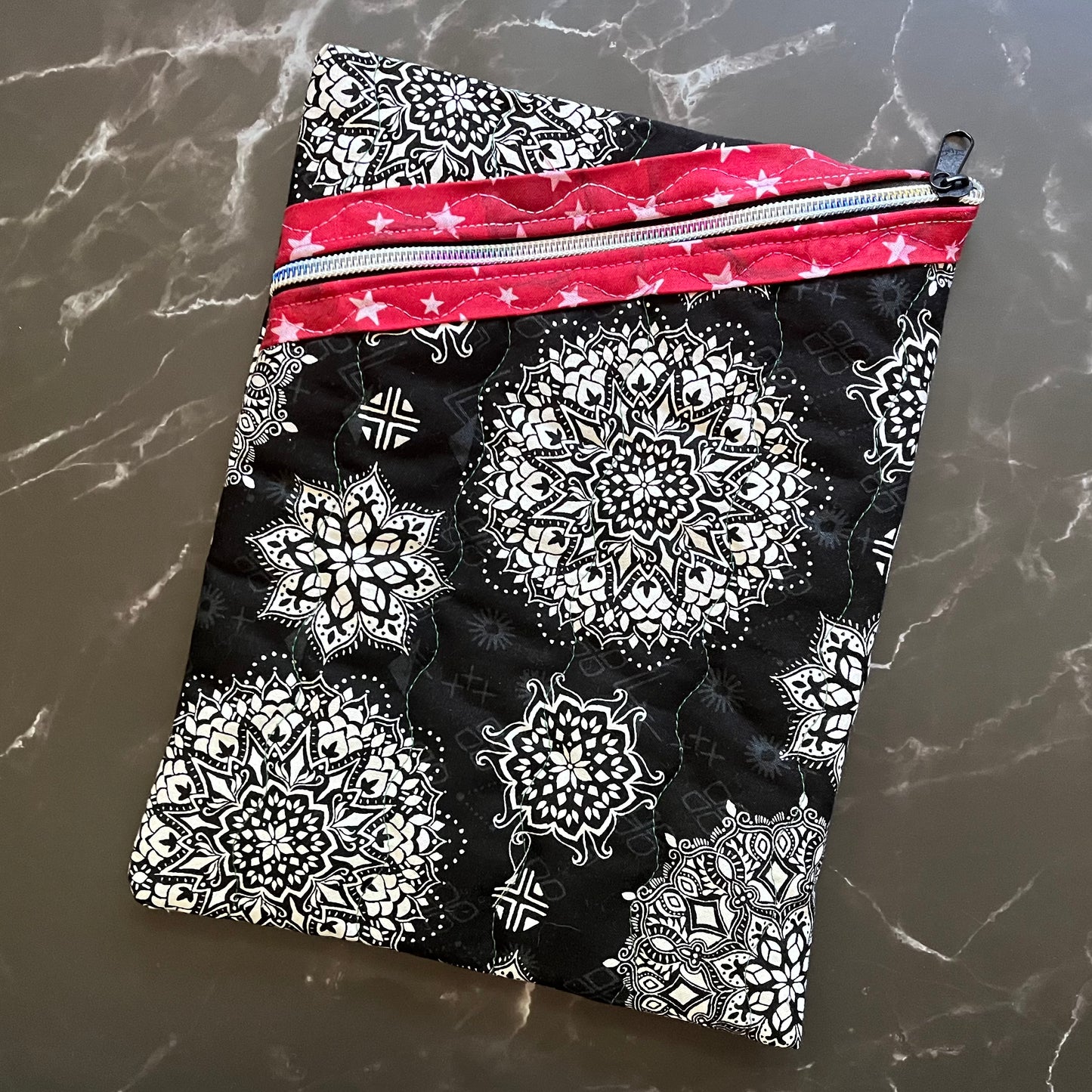 Mandala on Black Book Sleeve - Large