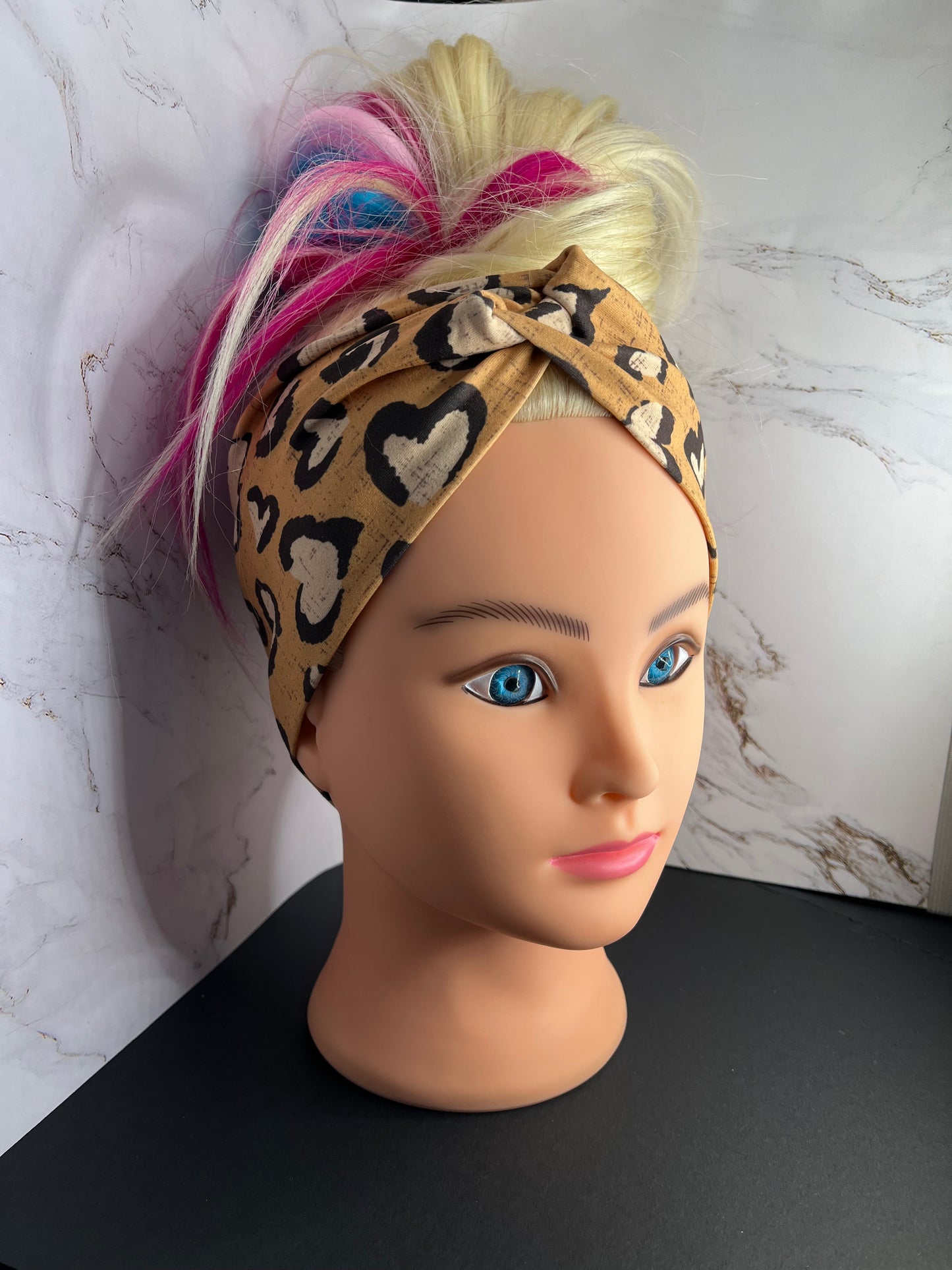 Leopard Heart Twist Headband