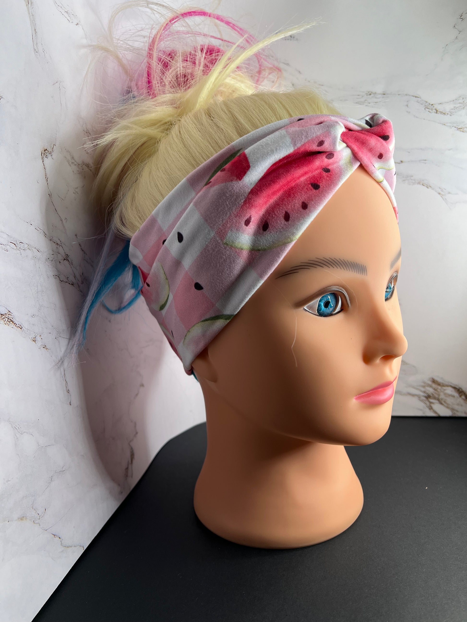 Plaid Watermelons Knot Front Headband