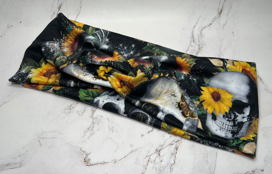 Sunflower Skulls Twist Knot Headband
