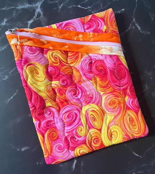 Orange and Pink Swirl Book Sleeve – Medium