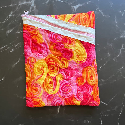 Orange and Pink Swirl Book Sleeve - Medium