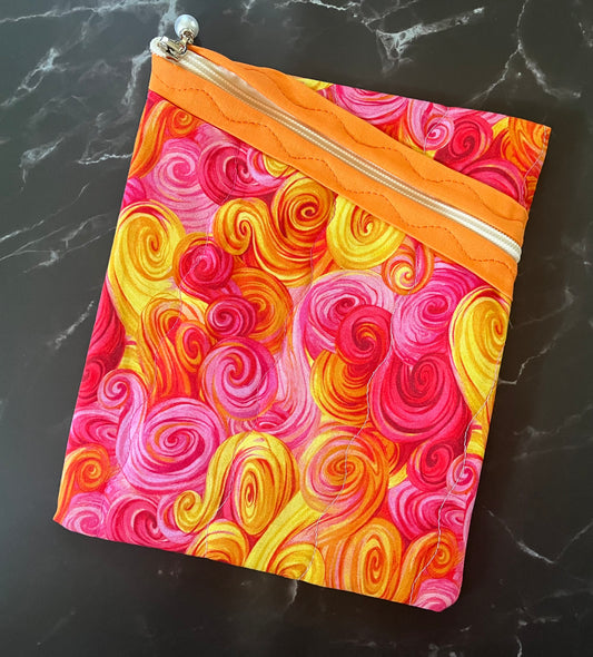 Orange and Pink Swirl Book Sleeve - Large