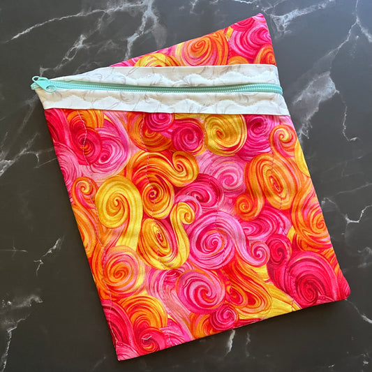 Orange and Pink Swirl Book Sleeve - Large