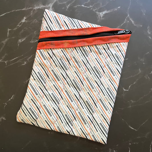 Orange and Black Diagonal on White Book Sleeve - Large