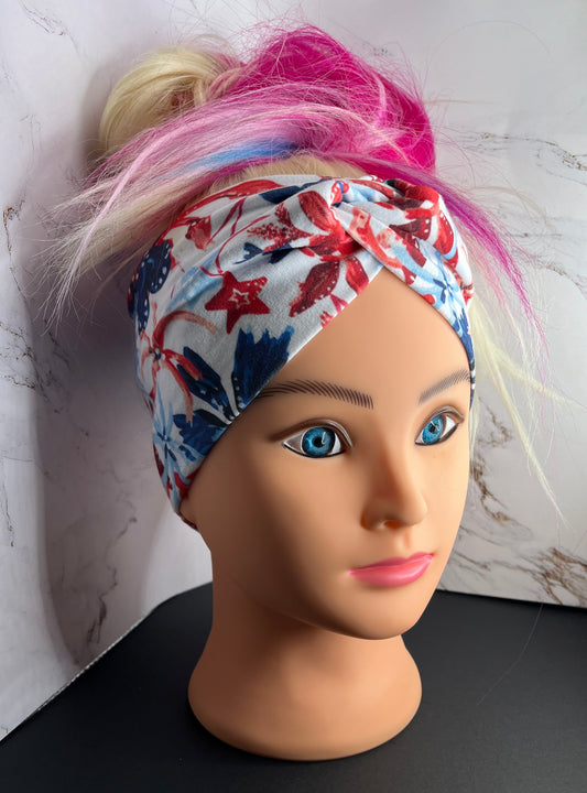 Patriotic Flowers Knotted Headband