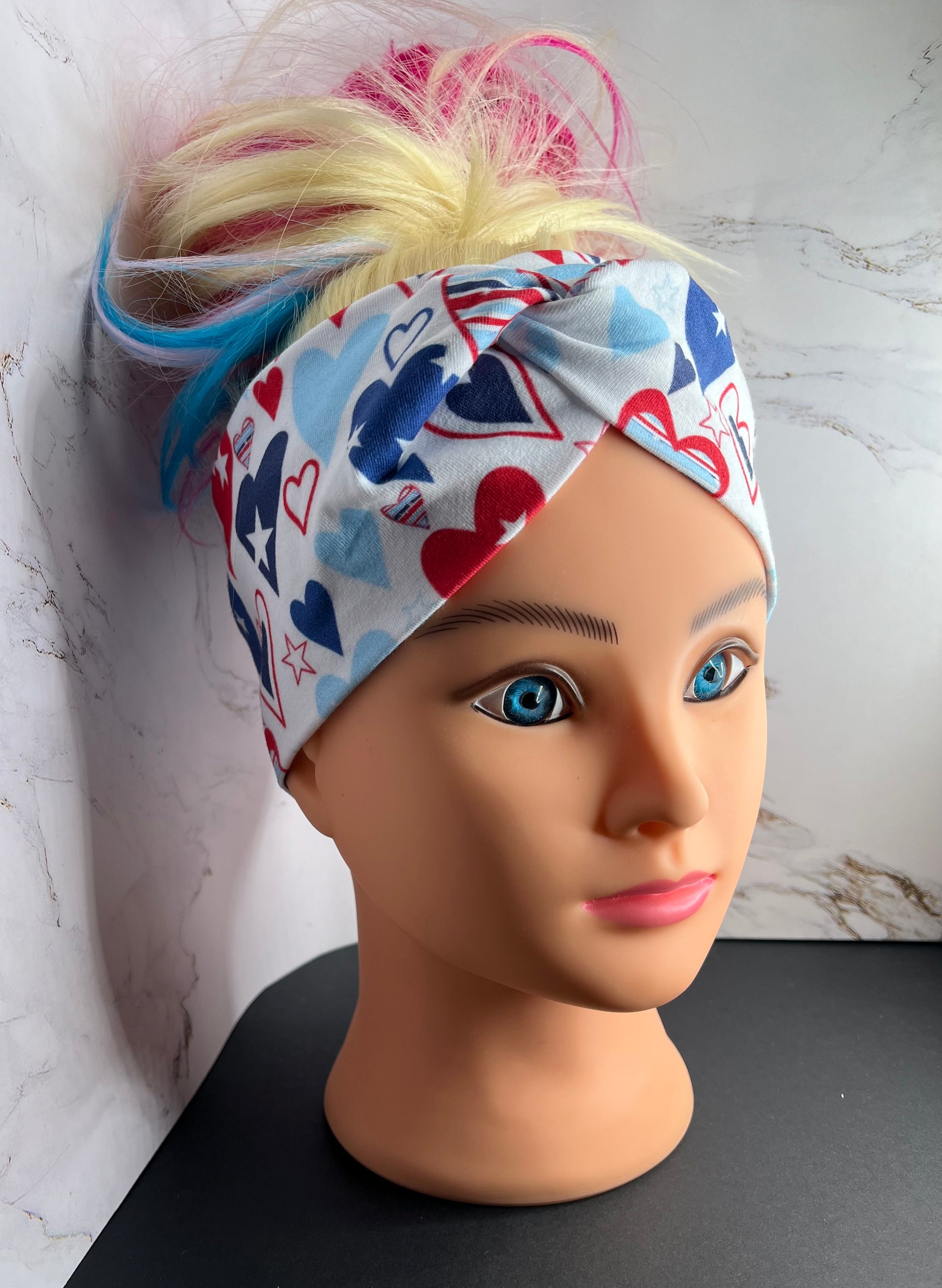 Patriotic Hearts Knot Headband